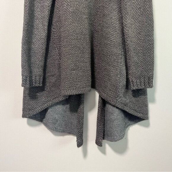 Sisley Grey Wool Blend Knit Open Front Long Cardigan Coat OS - Picture 12 of 15